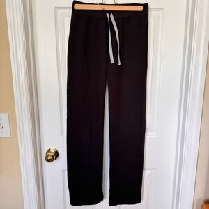 Figs Black Scrub Pants with Gray Drawstring
